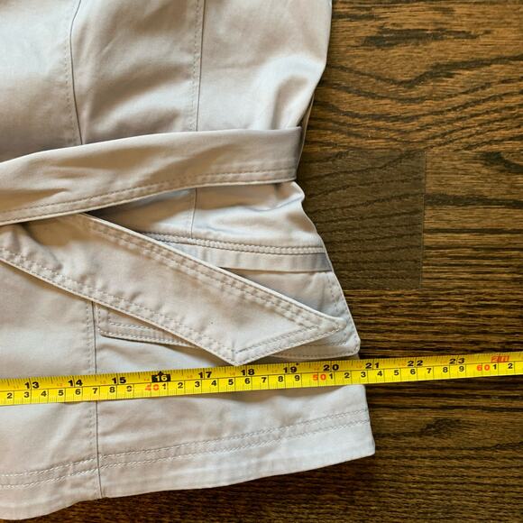 WHBM grey short trench belted jacket crystal buttons size 12 NEW - Picture 9 of 16